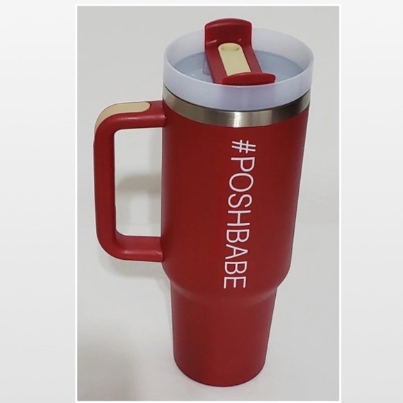 New Tumbler POSHBABE Red White Large 40oz Travel Mug Thermos Cup - Picture 2 of 16